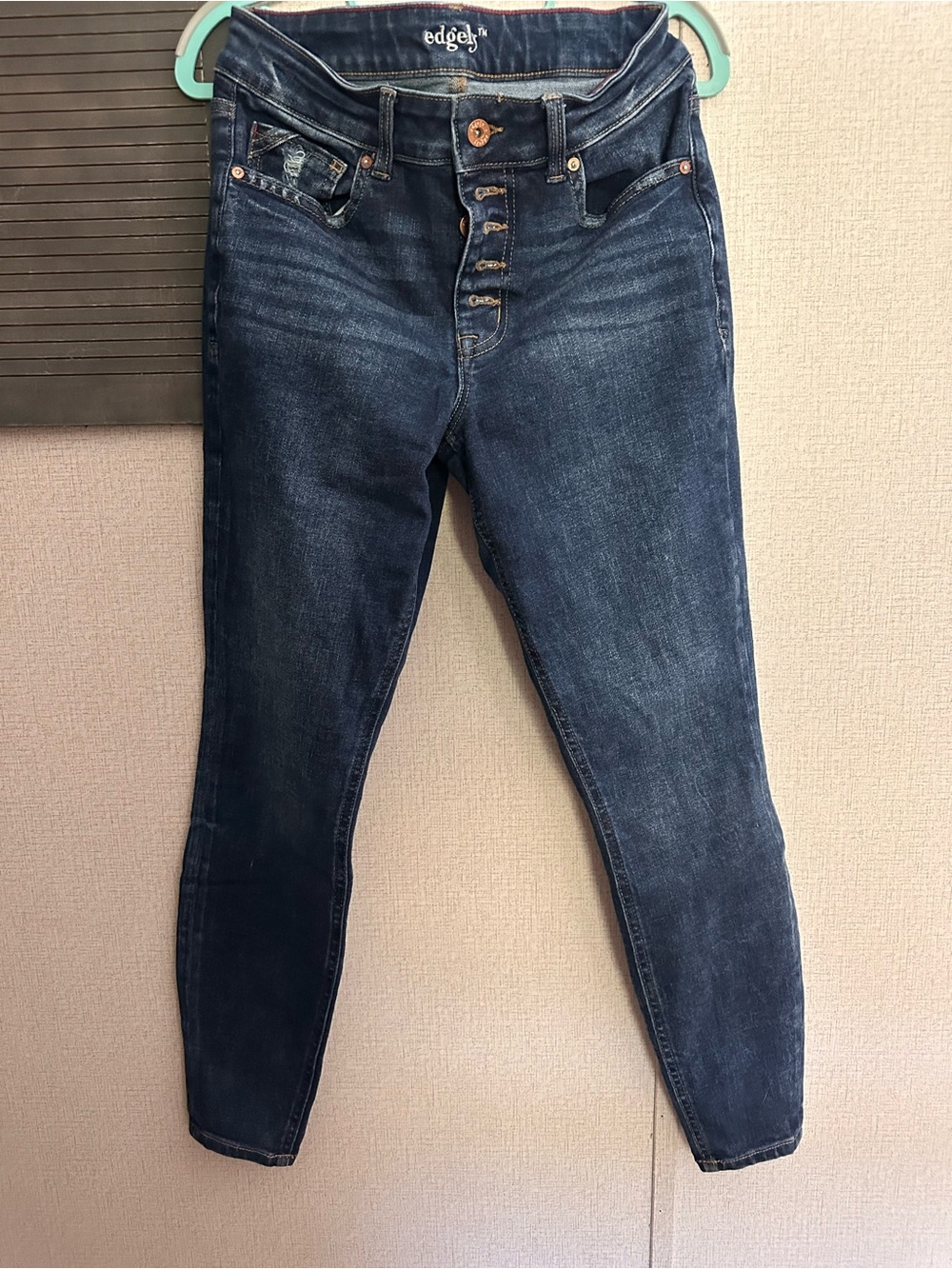 Edgely Women's Dark Blue High-Rise Skinny Jeans
